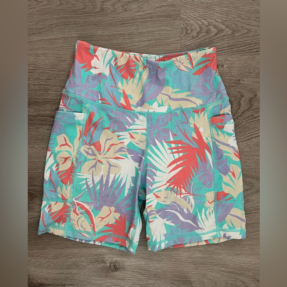 Salt Life Tropical Colorful Athletic Biker Shorts Small Gym Workout